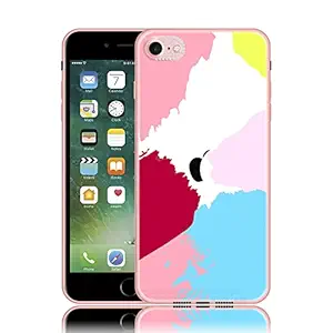 Case Creation Watercolor Series - Liquid Painting Tempered Glass TPU Shockproof Gradient Diamond Sparkle Camera Protection Back Case Colorful Tie-dye Cover for Apple iPhone 7 - (Pattern 2)