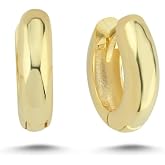 NEREZE 925 Ayar G&uuml;m&uuml;ş Gold Kaplama Taşsız 15 mm Halka K&uuml;pe