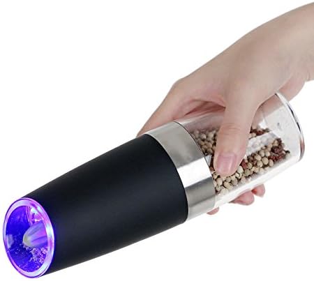 Gravity Salt and Pepper Grinder Electric Salt Mill Automatic Pepper Shaker with LED Adjustable Grind Coarseness