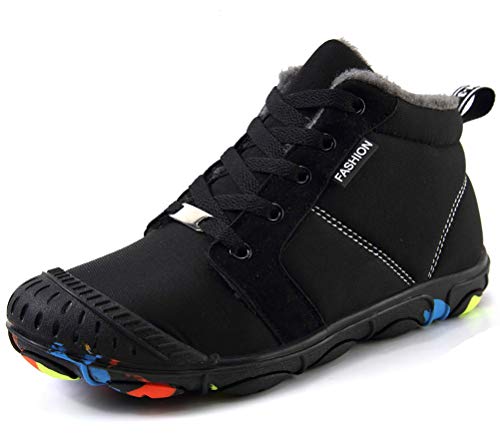 Boys Girls Warm Snow Boots Waterproof Kids Fur Lining Lace-up Ankle Boots Outdoor Anti-Slip Walking Hiking Trekking Shoes Winter Booties