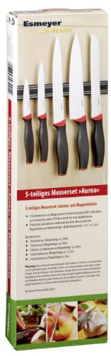 Esmeyer 291-423 5-tlg. Messerset AUREA Klingen aus Spezialstahl, mit Kunststoff Griffen an magnetischer Hängeleiste. - 3