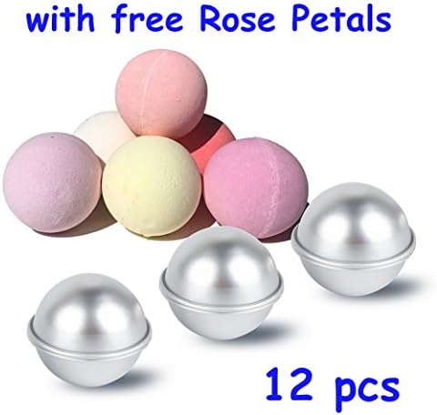 Metal Bath Bomb Ball Mold, Set of 12 with Free Natural Dried Rose Flower Petals JCT ECO