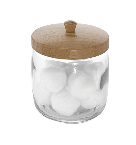 mDesign Wattepad Spender und Wattestäbchen Behälter - mit praktischem Deckel - auch als Kosmetikaufbewahrung einsetzbar - durchsichtig/Natur
