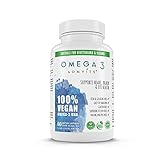 Omvits 100% Vegan Omega 3 DHA Supplement - 60 Algae Oil Capsules with Vitamin E - Sustainable Algal Alternative to Fish Oil - Vegetarian Essential Fatty Acids - Supports Heart, Brain & Eye Health