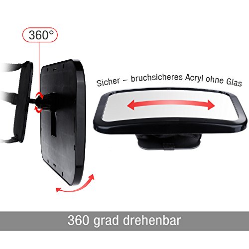 Zacro Rücksitzspiegel für Babys Babyspiegel für Autositz Einstellbar Babyschalenspiegel Sicherheitsspiegel Babyspiegel für Babyschalen schwarz - 5