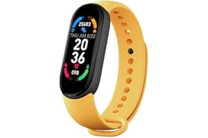 KONADU Smart Band in Yellow with Heart Rate Monitoring, Sleep Tracking, Multi-Exercise Fitness Modes, Pedometer Functionality, Sleep Counting, and Up to 15 Days Battery Life (Yellow,M6)