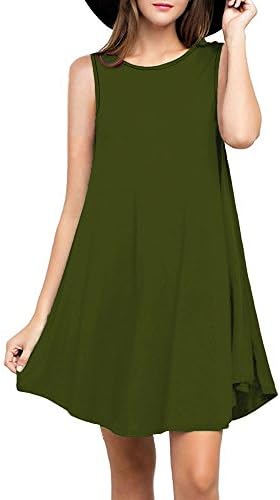 YYWING Women's Casual Plain Simple T-shirt Loose Dress ( Army Green 8-10 )