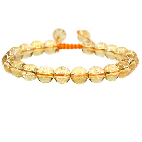 ASDGEMSTONES Handmade Gemstone 8mm Round Beads Adjustable Braided Macrame Tassels Chakra Reiki Bracelets 7-9 inch Unisex