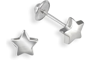 Turmalina - Pendientes bebe niña estrella de Plata de Ley 925, pendientes de tamaño de 6,5 mm, de la marca de joyería Turmalina by Martina