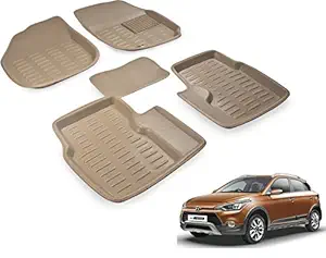 Auto Hub EVA, Plastic 3D Car Floor Mats Compatible for Hyundai i20 Active Model : 2014-2018 (Beige).