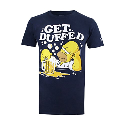 Simpsons Get Duffed Camiseta, Azul (Navy NVY), L para Hombre