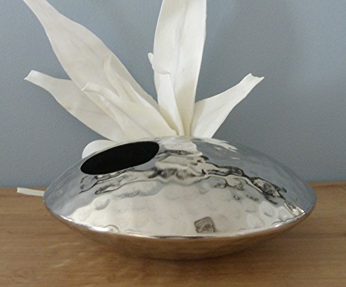 Dekovase, Vase, Dekoobjekt UFO, silber gehämmert, Handarbeit, 32 cm