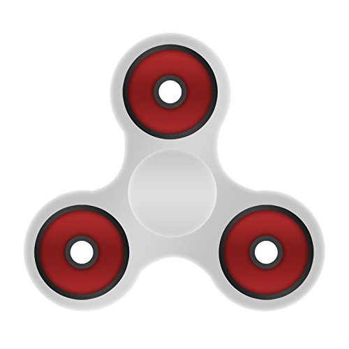 iXium Tri Fidget Spinner Hand Finger Stress Toy Pocket Desk Focus Center Bearings - White / Red