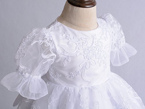 Cinda Baby Spitze Taufkleid Taufe Kleid und Mütze Weiß 62-68 - 3