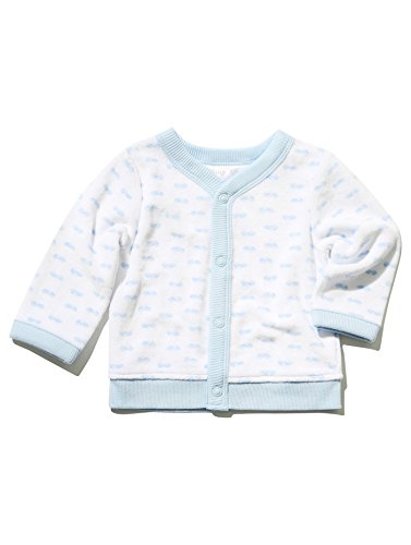 M&Co Baby Boys Newborn Long Sleeve Car Print Velour Popper Front Cosy Cotton Cardigan White 0/3 Mnths