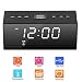 Produktbild Wecker Digital Funkuhr,SUNSEATON Portable Spiegel HD LED Wecker mit Radio/Zeit/Luftfeuchtigkeit / Temperaturanzeige Funktion, Dual USB Port Lade, Dual Alarm, für kinder mädchen Schlafzimmer(Schwarz)