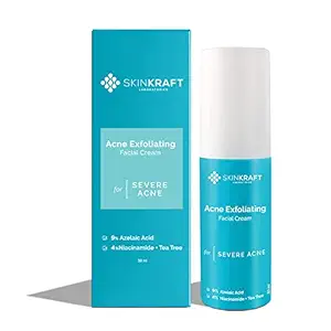 SkinKraft Acne Exfoliating Facial Cream - Customized Face Cream - Acne Cream For All Skin Types With Niacinamide And Tea Tree - Helps Reduces Breakouts & Clogged pores - Dermatologist Approved - 30ml