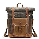 Happyplus1 Frauen Herren Retro Freizeit Business Aktentasche 15,6'Laptop Rucksack Tragbare Große Rucksack Reise Schulter Handtasche (Farbe : Army Green)