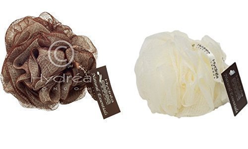 Hydrea High Quality Exfoliating Bath & Shower Body Puff/Scrunchie /Buffer Chocolate & Cream & Cream Twin Pack