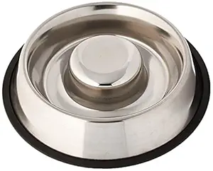 Pets Empire Extra Heavy Stainless Steel Non Tip - Anti Skid Health Care Slow Feeding Dish (1100ML)