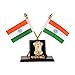 Dhwaj Flag Indian Flag Cross Design Dashboard Stand for Cars, Tables, etc. - Double Sided Cross Flag Stand with Satyamev Jayate Emblem RS.200.00