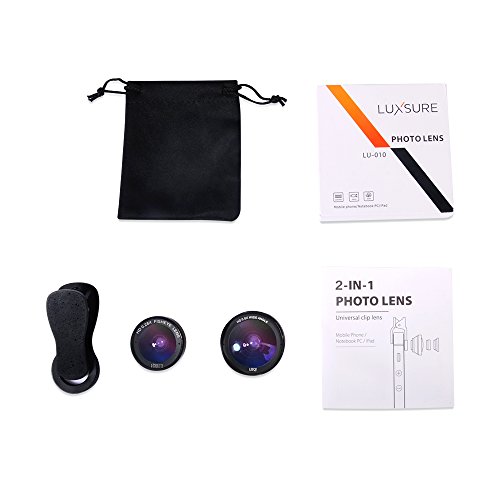 2 in 1 Phone lens Handy Objektiv Set - Clip On handy Kamera Adapter (0.6x 130Â° Weitwinkelobjektiv, 15X Makroobjektiv ) for iPhone Samsung Galaxy HTC LG Sony IOS & Android Smartphones usw (2 in 1 Schwarz)