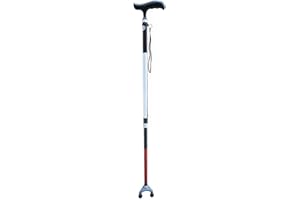 VISIONU 70-97cm Regolabile Alluminio Bastone Telescopico Bianco, Bastone per Anziani a tre Gambe