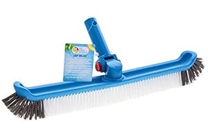 U.S. Pool Supply Professional 20" Floor & Wall Pool Cleaning Brush with Adjustable Angle EZ Clip Handle - Curved Ends, 7 Rows of Durable Nylon Bristles - Easily Sweep from Walls, Floors, Steps