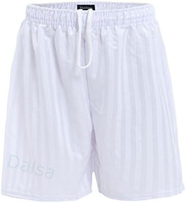 Boys Girls PE Gym Sports Games Football Shadow Stripe Shorts (15-16 years ( Medium Mens), White)