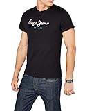 camisetas pepe jeans hombre Logo estampado en el pecho Pepe Jeans Eggo, Camiseta Para Hombre, Negro (Black), Medium