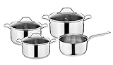 tefal topfset poco Praktisches Set bestehend aus: Kochtöpfe Ø 16 cm (1,3 l) + Ø 20 cm (2,9 l) + Ø 24 cm (4,9 l) mit Glasdeckel, Stielkasserolle Ø 16 cm (1,3 l) ohne Deckel