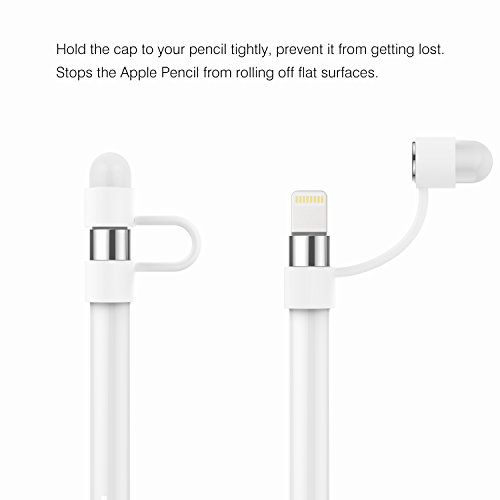 MoKo Apple Pencil Stift Kappehalter – Premium soft Silikon Schutzkappe/ Schreibfeder-Abdeckung/ Halterung / mit Spitzen Ersatzspitzen Halter für Apple iPad Pro Pencil, Götterspeise Transparent - 3