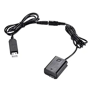 NP-FW50 Dummy Battery + DC Power Bank (5V 2A) USB Adapter Cable Replacement for AC-PW20 for Sony NEX-3/5/6/7 Series A33 A37 A35 A55 a7 a7R a7II A6000 A6300