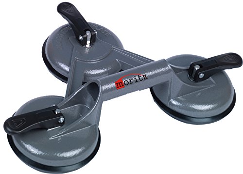 Moritz® Aluminium Saugheber Glasheber Glassauger 120 kg 120 mm Vakuumheber mit 3 Saugnäpfen (1)