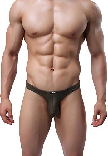 DOOXIUNDI Men's Underwear Ultrathin Ice Silk Small Thong Briefs Single Or Pack (S, deep green)