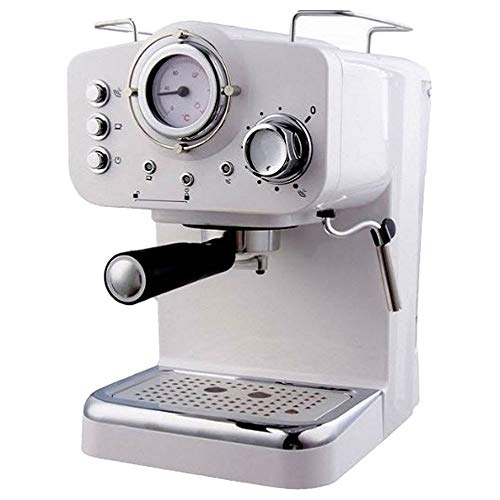 ARIELLI KM-501W Modello 2019 Macchina Caffè Espresso Macinato/Cialde 2 Filtri per 1/2 tazze Vaporizzatore per tè o cappuccino Sistema di sicurezza Termometro 1100W 15bar 1.25L (Bianca)