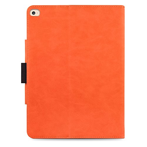 iPad Air, Air 2 & iPad 9.7″ 2017 Hülle – JAMMYLIZARD Ledertasche Smart Cover mit Standfuktion für iPad Air (5. & 6. Generation) & iPad 9.7″ 2017, ORANGE & HONIG, [MIT STIFT-HALTER] - 5