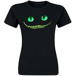 Alicia en el país de las maravillas - camiseta del gato de Cheshire - mujer - de la película de Tim Burton - ajustada - negra - S