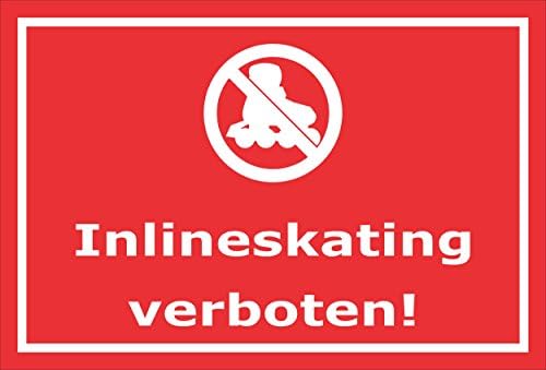 Sign, 15 x 20 cm, 20 cm and 30 cm – Boring Sticker Hard Foam Aluminium Inline Skating verboten – Rattan – S00229D, 45x30cm - Aluverbundplatte - mit Bohrlöchern