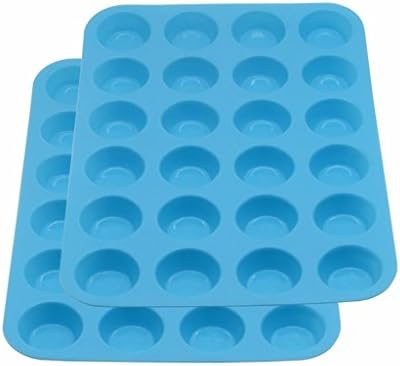 Wolecok Silicon / Silicone Muffin Tray Cupcake Cake Cases, moulds(24 holes, Blue))
