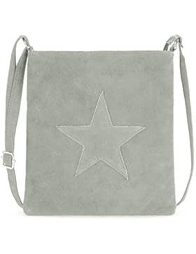 Handtasche / Ledertasche für Damen von der Marke Kurt Kölln ★ mit Stern Motiv ★ Wildleder / Echtleder ★ tragbar...