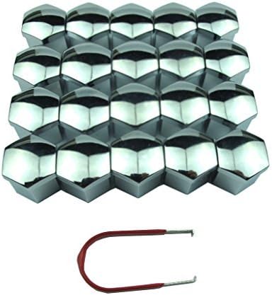 20PCs 22mm Chrome Plastic Bolts Covers Nut Protector and Removal Tool Car Wheel Universal