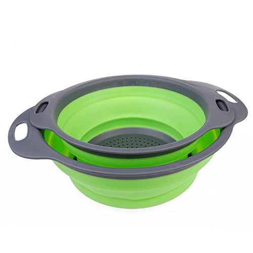2 Küche zusammenklappbar Silikon Sieb/Sieb, yihome 2 Größen 9,7 und 29,2 cm – grün - 3