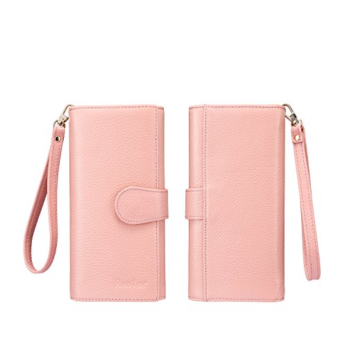 Geldbörse Damen Leder Rfid Geldbörse Brieftasche Lang Handy Geldbeutel Frauen Rosa - 6