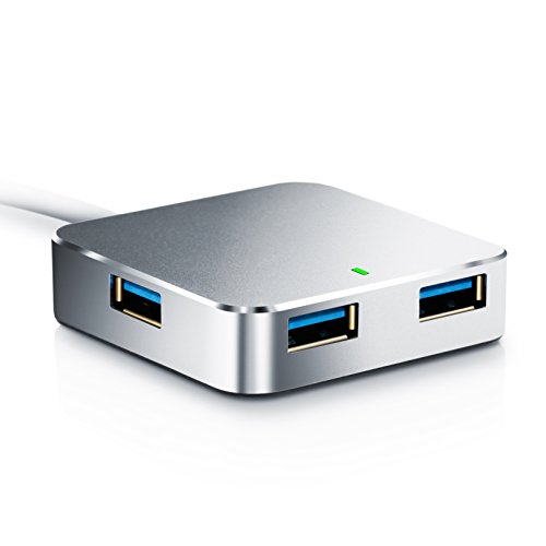 CSL - 4 Port USB 3.0 HUB (Super Speed) | 4 Port Hub (Verteiler) | bis zu 5 Gb/s | für Windows, Linux und MAC (Macbook, Macbook Air, Macbook Pro etc.) | Desktop-PC / Laptop / Tablet-PC | Plug & Play | Hot Swapping | abwärtskompatibel (USB 2.0 und USB 1.1) | Anti Print | silber | Alu Gehäuse