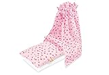 Pinolino 29350-7 - Bettzeug fr Puppenwiegen, 4-tlg. mit Himmel, Herzchen rosa - 