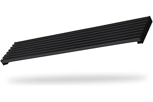 Rejilla de Ventilación para Horno o Frigorífico Negra - Ideal para Todo Tipo de Muebles de Cocina de 60 cm de Ancho - Medidas 59,8 x 12,4 cm - Rejilla de Aluminio con 7 lamas - Color Negro - Harte