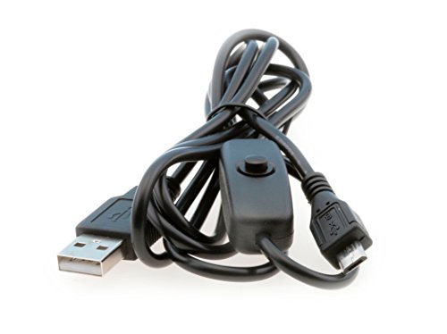 valonic USB Strom-Kabel mit Schalter, verwendbar mit Raspberry Pi 1, 2, Arduino, und diversen Smartphones, USB A auf Micro-USB mit robustem Schalter, Power Kabel (Druckschalter) ca. 1,5m, schwarz, Ladekabel für Handy und Smartphones, RasPi, RPi