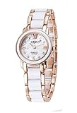 SBAO Damen Uhr Analog Quarz mit Metall Armband Wasserdichte Roségold und Weiß XSBCP0012