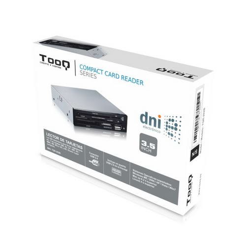 Tooq TQR-202B - Lector interno de tarjetas de memoria y DNI electr  nico  DNIe  SIM  CF  MS  SD  SDHC  microSDHC  X-Memory  TF  Micro SD  y M2   3 5   USB 2 0  color negro  chasis metalico  480Mbps 